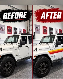 Before and after white vehicle post from El Rey's Instagram profile